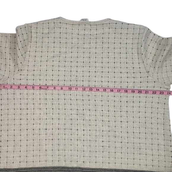 Guido Pisani Wool Blend Knit Sweater Sz 2X Gray Black Checked Striped Italy Made - Picture 10 of 11